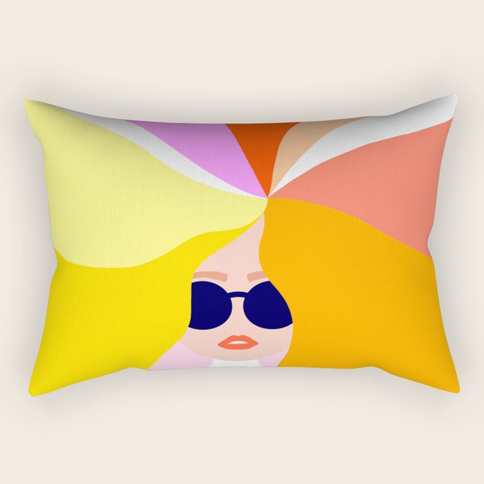 Girl Power - Rainbow Hair #girlpower Rectangular Pillow Gallery Image 2