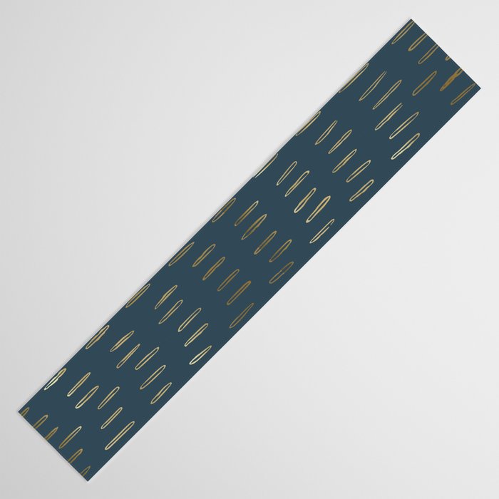 Raindrops, Mudcloth, Teal and Gold, Boho Wall Art Table Runner Gallery Image 3