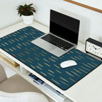 Raindrops, Mudcloth, Teal and Gold, Boho Wall Art Desk Mat Gallery Image 2