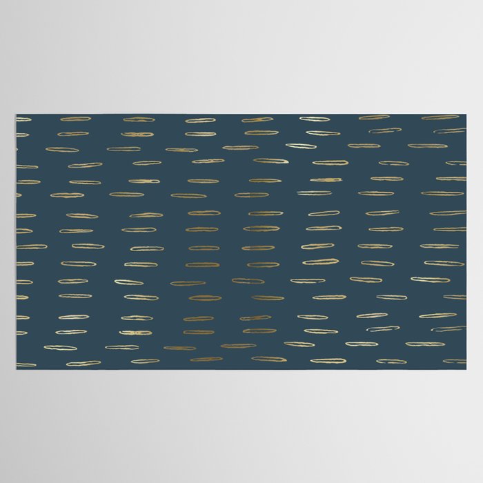 Raindrops, Mudcloth, Teal and Gold, Boho Wall Art Tablecloth Gallery Image 2