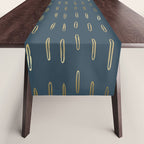 Raindrops, Mudcloth, Teal and Gold, Boho Wall Art Table Runner Gallery Image 1
