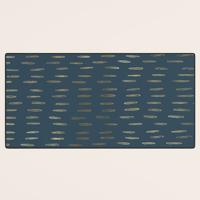 Raindrops, Mudcloth, Teal and Gold, Boho Wall Art Desk Mat Gallery Image 3