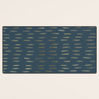 Raindrops, Mudcloth, Teal and Gold, Boho Wall Art Desk Mat Gallery Image 3