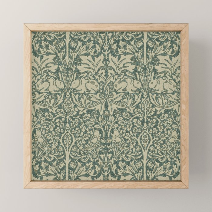 William Morris Brer Rabbit Forest Green Manilla Vintage Pattern Mini Art Print Gallery Image 1