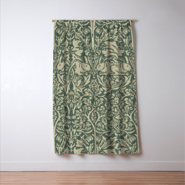 William Morris Brer Rabbit Forest Green Manilla Vintage Pattern Window Curtain Gallery Image 3
