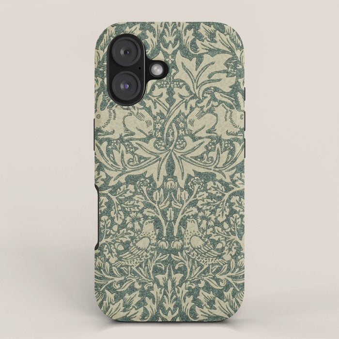 William Morris Brer Rabbit Forest Green Manilla Vintage Pattern iPhone Case Gallery Image 1