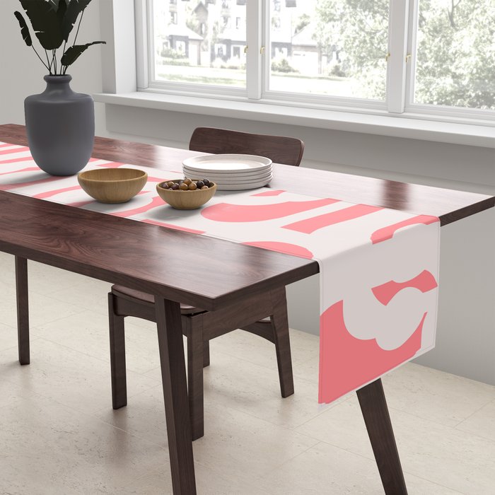 Mid Century Modern Contemporary Loop Pattern in Pink Table Runner Gallery Image 2