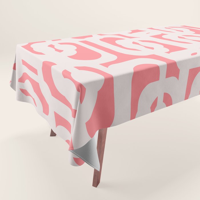 Mid Century Modern Contemporary Loop Pattern in Pink Tablecloth Gallery Image 1