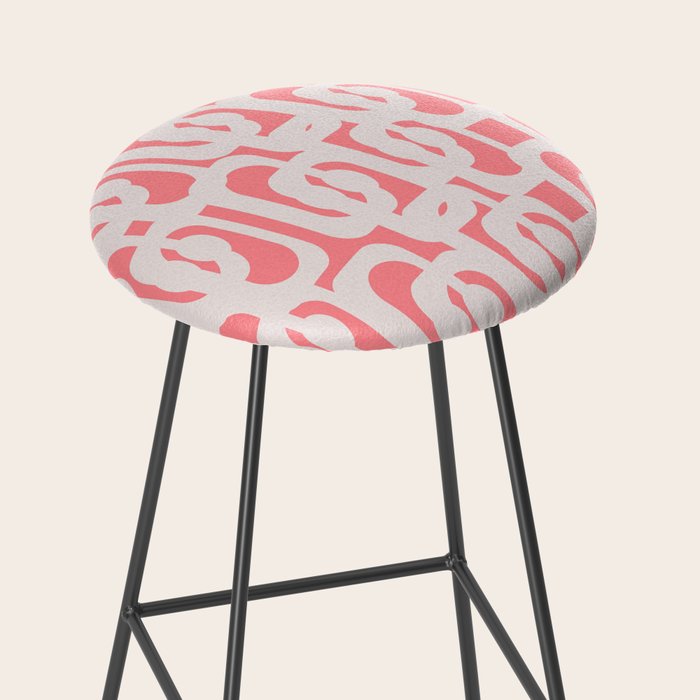 Mid Century Modern Contemporary Loop Pattern in Pink Stool Gallery Image 2