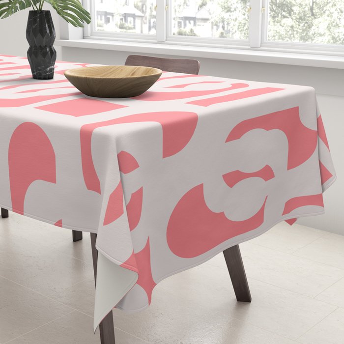 Mid Century Modern Contemporary Loop Pattern in Pink Tablecloth Gallery Image 3