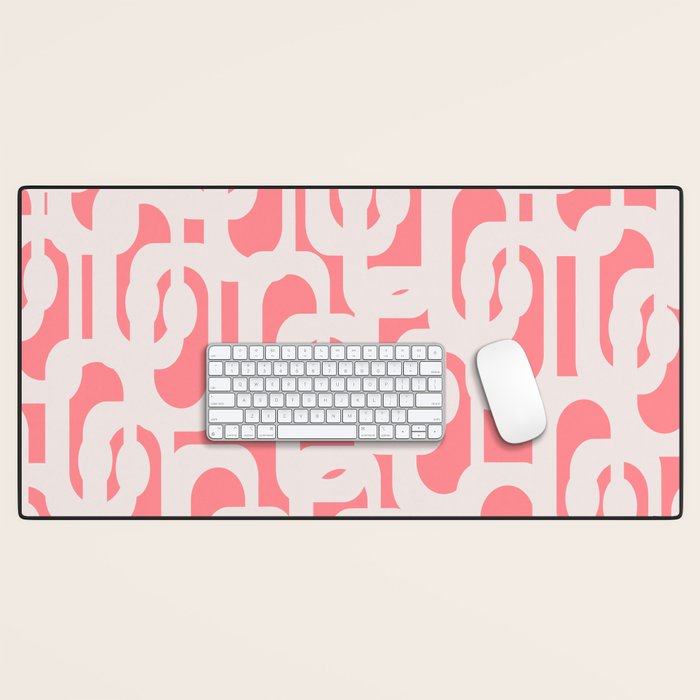 Mid Century Modern Contemporary Loop Pattern in Pink Desk Mat Gallery Image 1