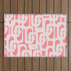 Mid Century Modern Contemporary Loop Pattern in Pink Outdoor Rug Gallery Image 1