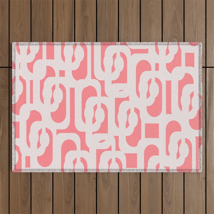 Mid Century Modern Contemporary Loop Pattern in Pink Outdoor Rug Gallery Image 1