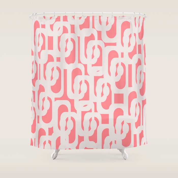 Mid Century Modern Contemporary Loop Pattern in Pink Shower Curtain Gallery Image 1