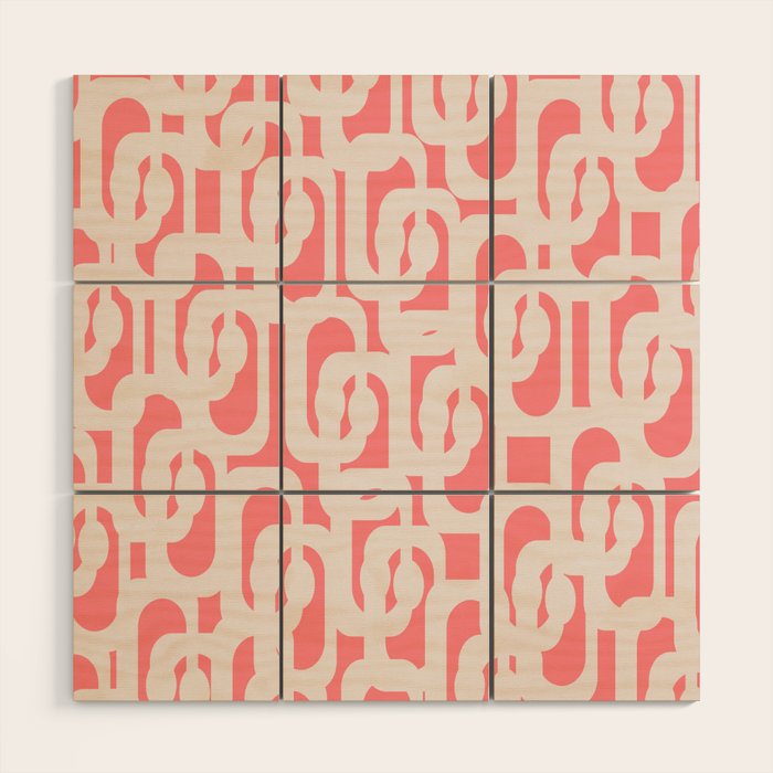 Mid Century Modern Contemporary Loop Pattern in Pink Wood Wall Art Gallery Image 1