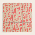 Mid Century Modern Contemporary Loop Pattern in Pink Wood Wall Art Gallery Image 1