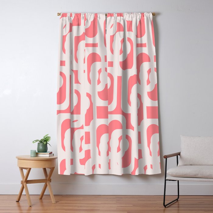 Mid Century Modern Contemporary Loop Pattern in Pink Window Curtain Gallery Image 5