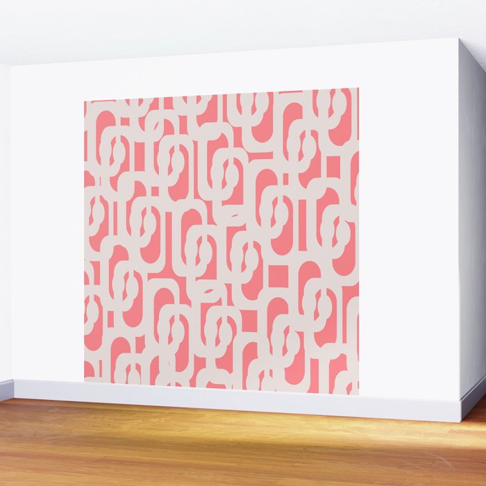 Mid Century Modern Contemporary Loop Pattern in Pink Wall Mural Gallery Image 2