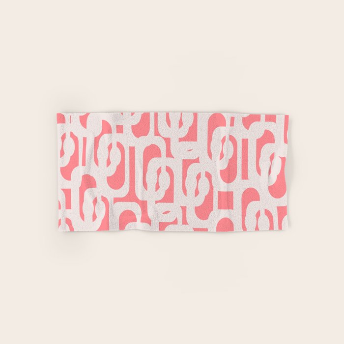 Mid Century Modern Contemporary Loop Pattern in Pink Bath Towel Gallery Image 1