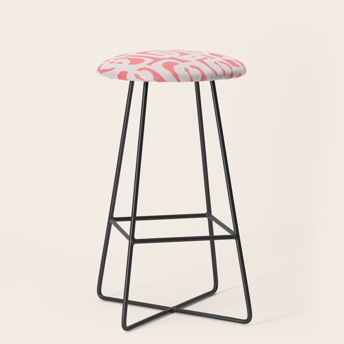 Mid Century Modern Contemporary Loop Pattern in Pink Stool Gallery Image 1