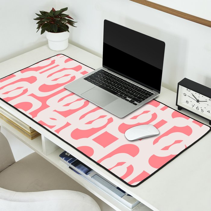 Mid Century Modern Contemporary Loop Pattern in Pink Desk Mat Gallery Image 2