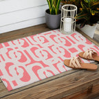 Mid Century Modern Contemporary Loop Pattern in Pink Outdoor Rug Gallery Image 2