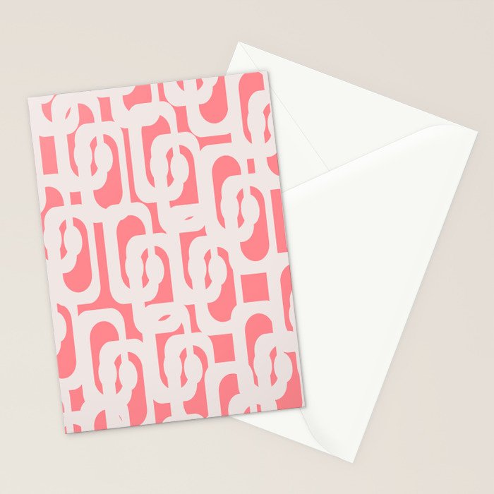 Mid Century Modern Contemporary Loop Pattern in Pink Stationery Card Gallery Image 2