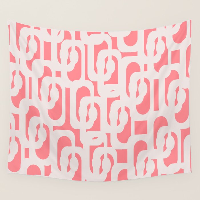 Mid Century Modern Contemporary Loop Pattern in Pink Wall Tapestry Gallery Image 4