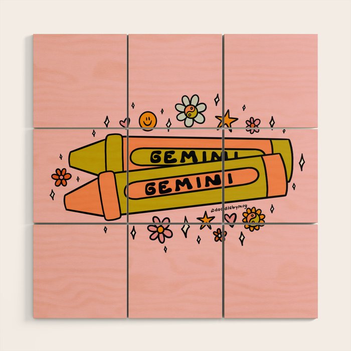 Gemini Crayon Wood Wall Art Gallery Image 1