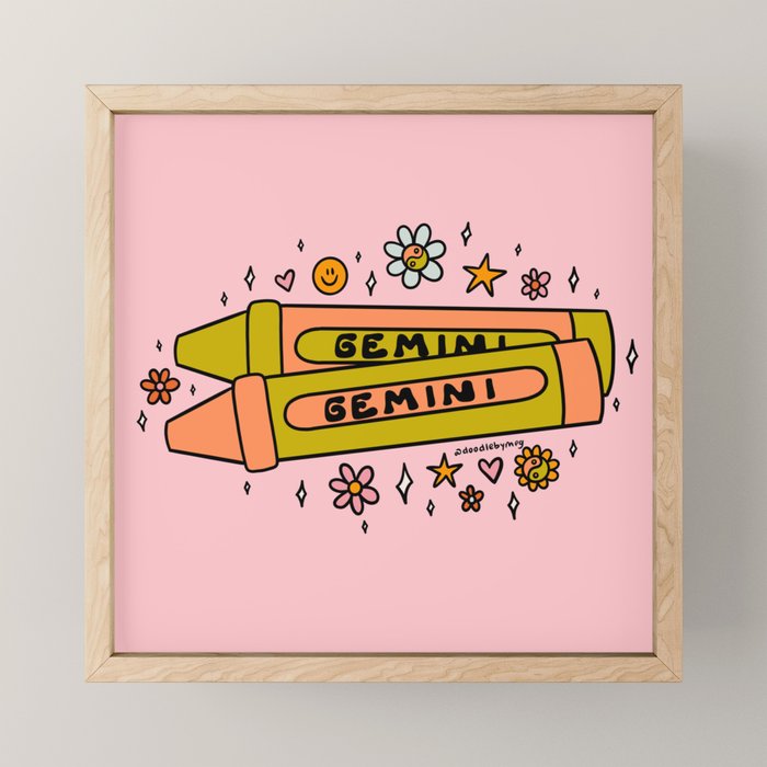 Gemini Crayon Mini Art Print Gallery Image 1