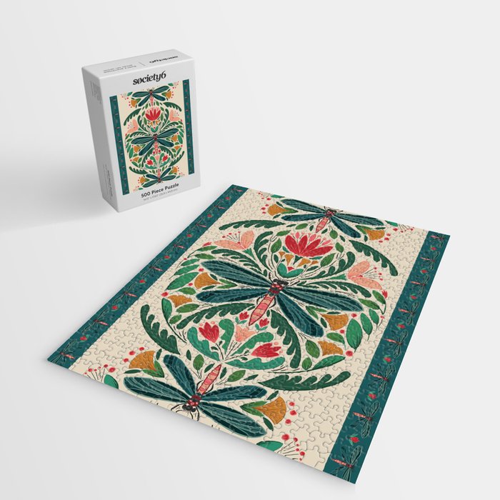 Dragonfly Folk Design Jigsaw Puzzle Gallery Image 2