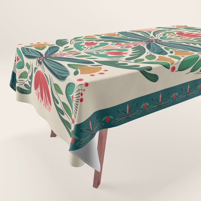 Dragonfly Folk Design Tablecloth Gallery Image 1