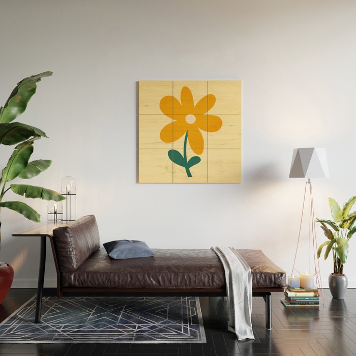 Giant yellow flower Wood Wall Art Gallery Image 2