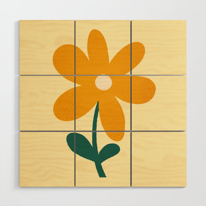 Giant yellow flower Wood Wall Art Gallery Image 1
