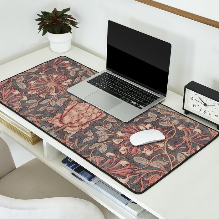 Honeysuckle Pink by William Morris Antique Vintage Victorian Jugendstil Art Nouveau Retro Pattern Desk Mat Gallery Image 2