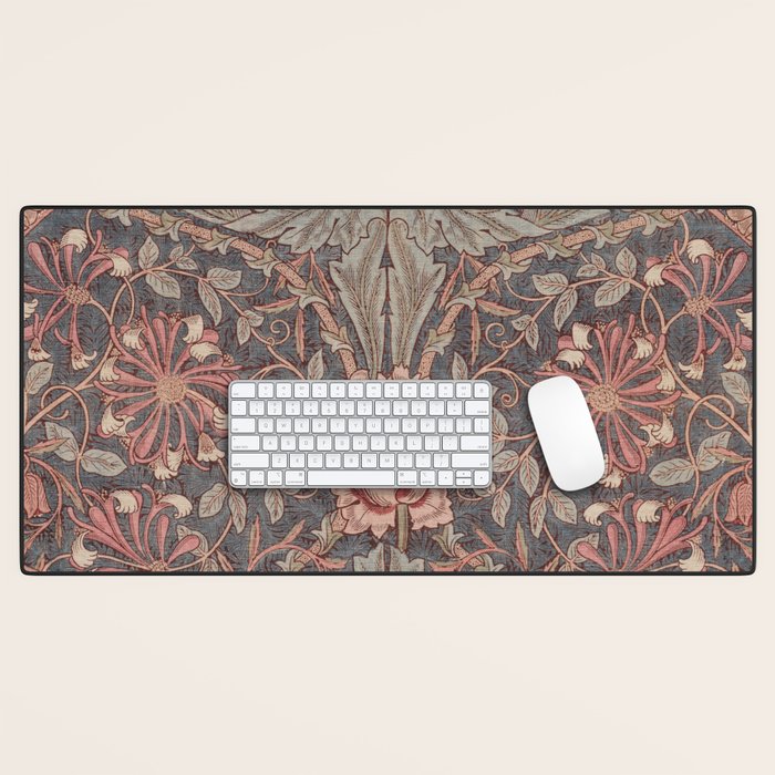 Honeysuckle Pink by William Morris Antique Vintage Victorian Jugendstil Art Nouveau Retro Pattern Desk Mat Gallery Image 1