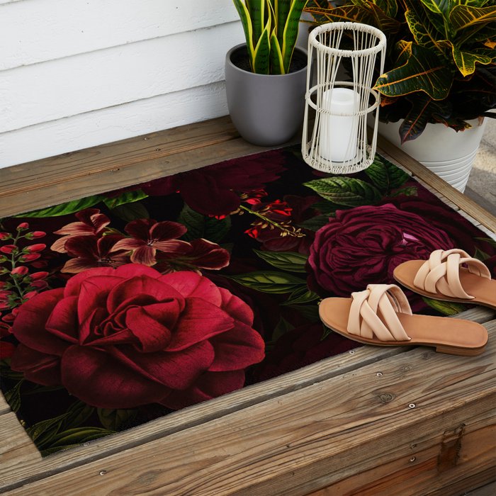 Vintage & Shabby Chic - Vintage & Shabby Chic - Mystical Night Roses Outdoor Rug Gallery Image 2