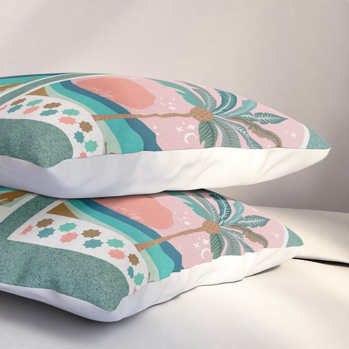 Moorish Framed Palm Tree - Mint & Blush Pillow Sham Gallery Image 3