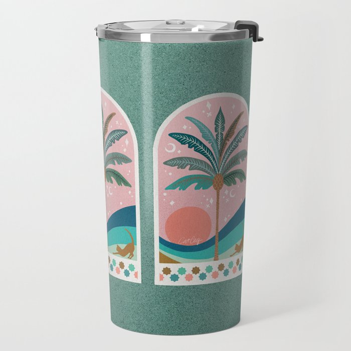 Moorish Framed Palm Tree - Mint & Blush Travel Mug Gallery Image 2
