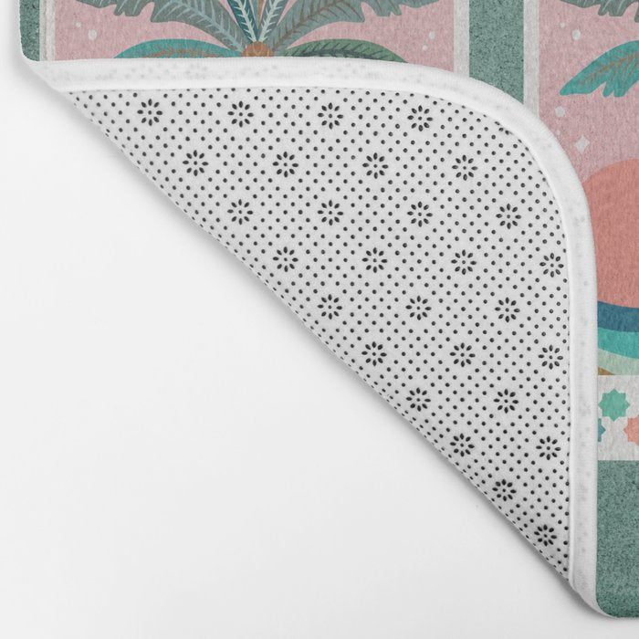 Moorish Framed Palm Tree - Mint & Blush Bath Mat Gallery Image 2