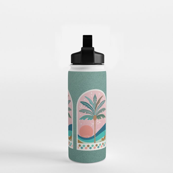 Moorish Framed Palm Tree - Mint & Blush Water Bottle Gallery Image 2