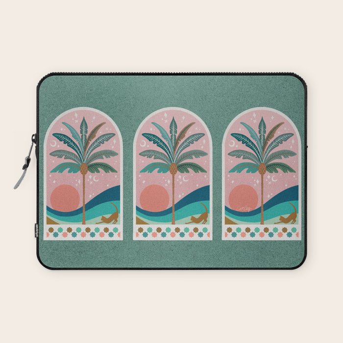 Moorish Framed Palm Tree - Mint & Blush Laptop Sleeve Gallery Image 1