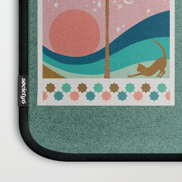 Moorish Framed Palm Tree - Mint & Blush Laptop Sleeve Gallery Image 3