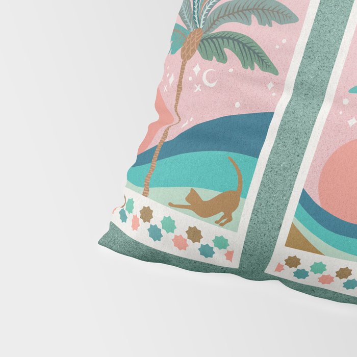 Moorish Framed Palm Tree - Mint & Blush Pillow Sham Gallery Image 4