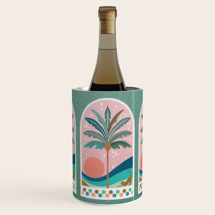 Moorish Framed Palm Tree - Mint & Blush Wine Chiller Gallery Image 1