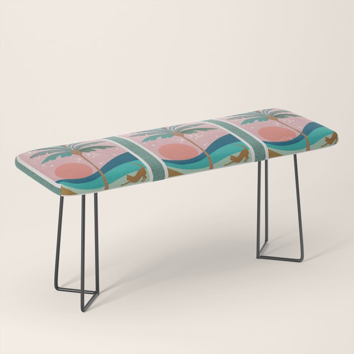 Moorish Framed Palm Tree - Mint & Blush Bench Gallery Image 1