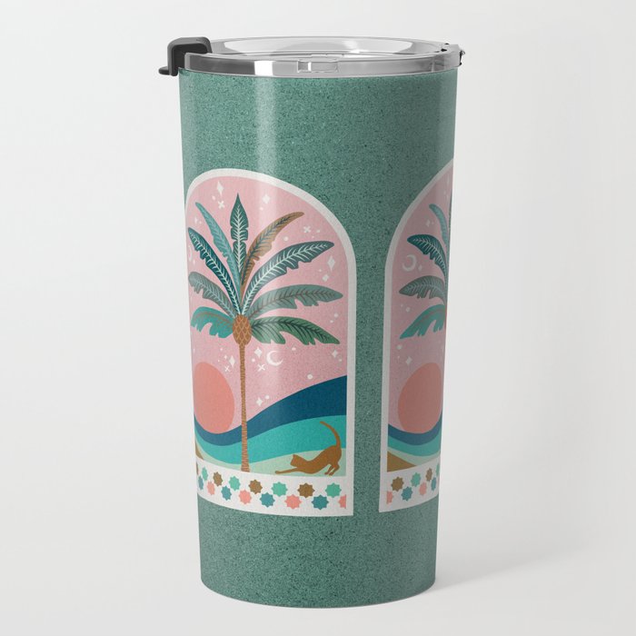 Moorish Framed Palm Tree - Mint & Blush Travel Mug Gallery Image 3