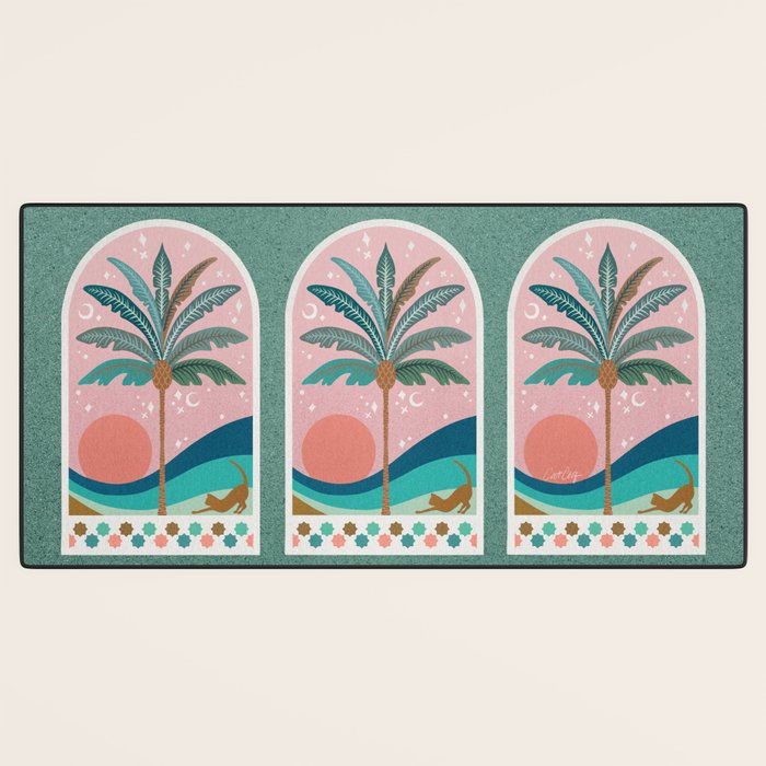 Moorish Framed Palm Tree - Mint & Blush Desk Mat Gallery Image 3