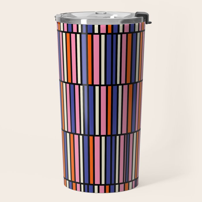 Pop Mod Color Boxes Geometric Retro Pattern Blue Pink Orange Black Travel Mug Gallery Image 2