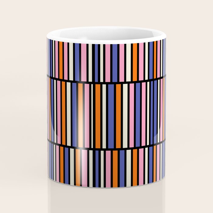 Pop Mod Color Boxes Geometric Retro Pattern Blue Pink Orange Black Coffee Mug Gallery Image 4